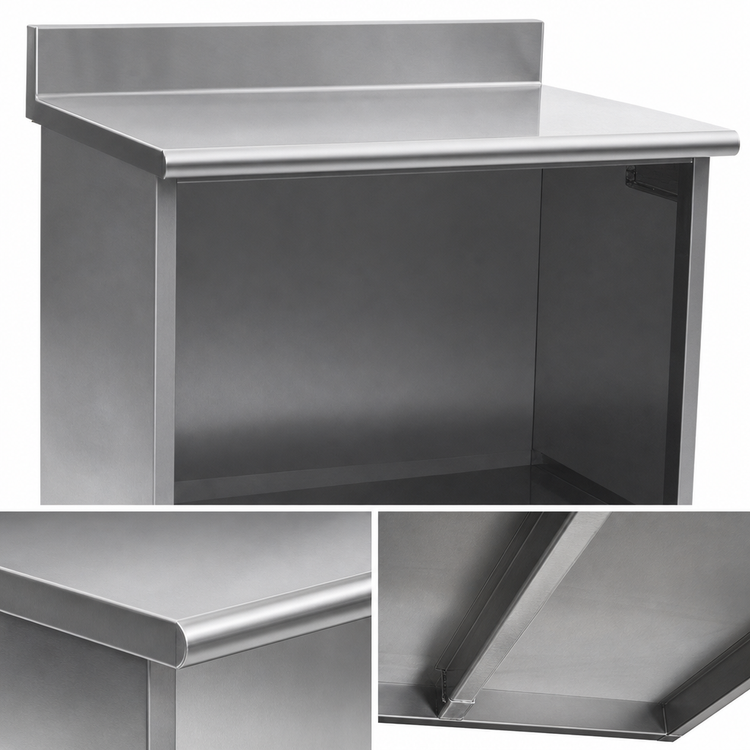 Product image #4 for Eagle Spec-Master Enclosed Open-Front Worktable with Backsplash, 96W x 30D, 14-Gauge 304 Stainless Steel Top
