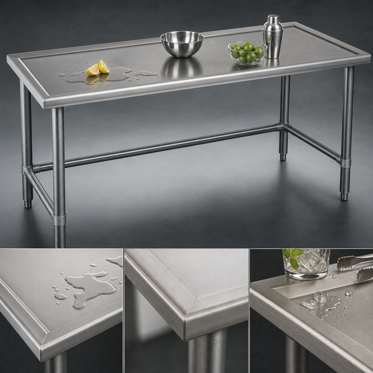 Product image #4 for Eagle Group Spec-Master Marine Series 108"W x 48"D Stainless Steel Work Table with Box Marine Edge
