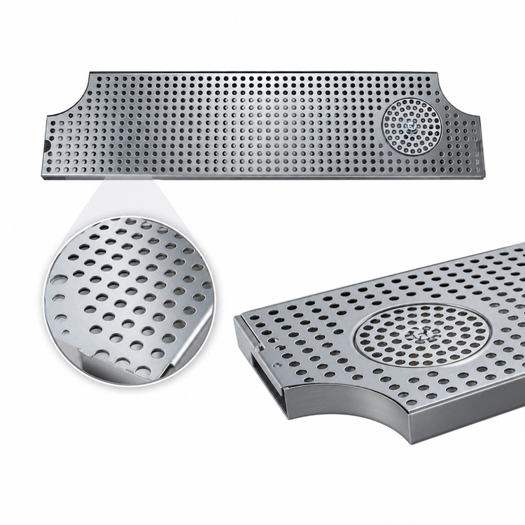 Product image #4 for 46-Inch Surface Mount Stainless Steel Drip Tray Trough with Integral Glass Rinser