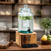 Thumbnail image #4 for Madera 2 Gallon Glass Beverage Dispenser with Infusion Chamber, Drip Tray, and Rustic Pine Base