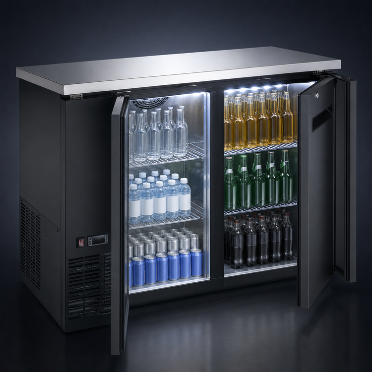 Product image #4 for Hurakan by Equip.me 48-Inch Narrow Back Bar Refrigerator with 2 Solid Doors, 11.2 Cu. Ft.