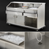 Thumbnail image #4 for 72-Inch Stainless Steel Mobile Beverage Service Bar with 60 lb. Ice Bin and 4-Bowl Underbar Server