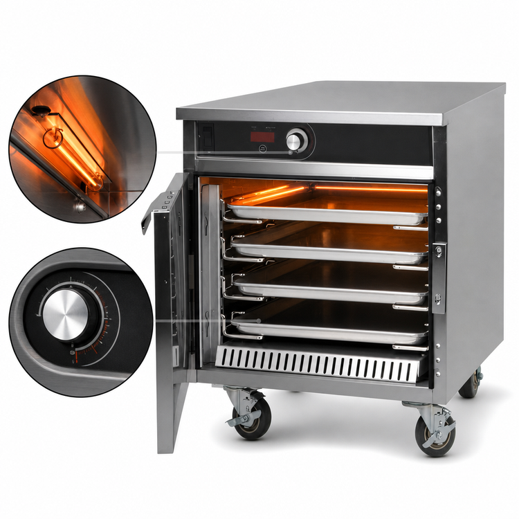 Product image #4 for FWE Handy Line HLC-1826-4-UC Mobile Undercounter Heated Holding Cabinet, 4 Full-Size / 8 Half-Size Pan Capacity