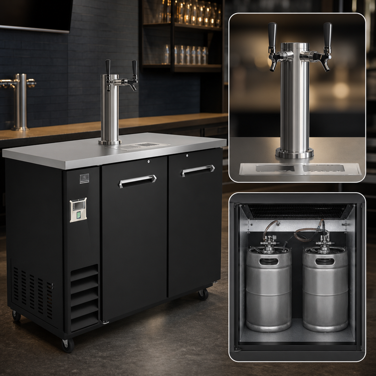 Product image #4 for Kelvinator Commercial 49-Inch Two-Door Draft Beer Cooler with Double-Faucet Tower, 12.5 Cu. Ft.