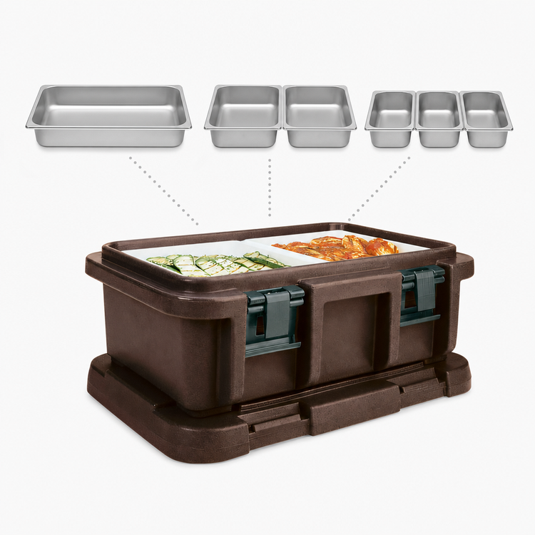 Product image #5 for Cambro Ultra Pan Carrier Top-Loading Insulated Food Pan Carrier for 1 Full-Size or Fractional GN Pan Up to 6 Inches Deep, Dark Brown