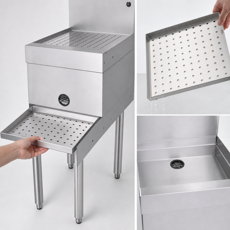 Product image #4 for Glastender DBSB-14 Stainless Steel Underbar Freestanding Blender Station with Drainboard Top, 14-Inch Wide x 29-Inch Deep