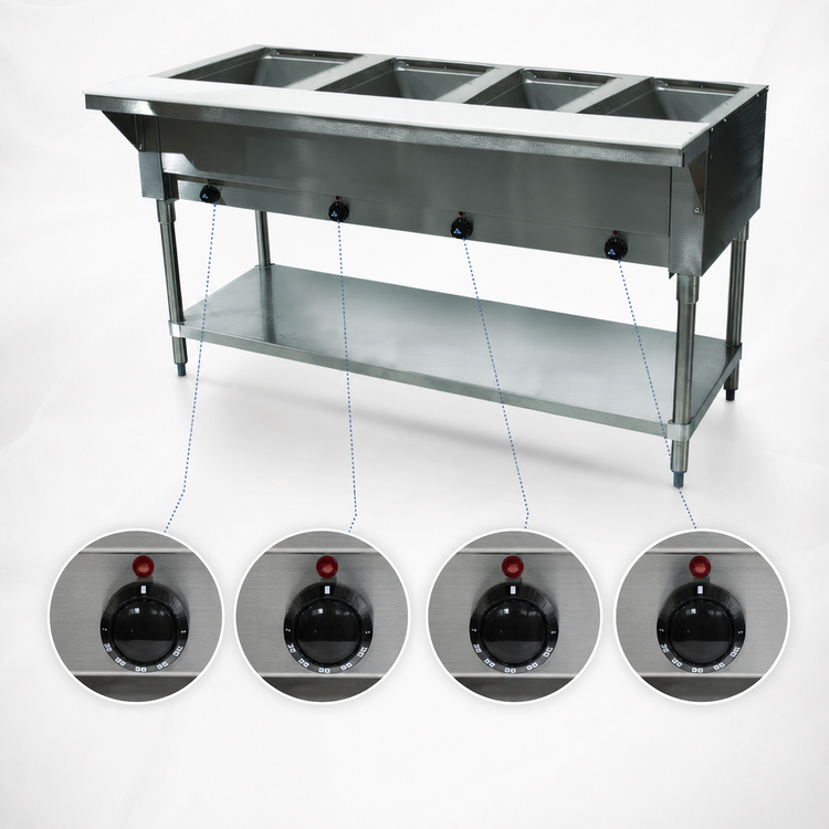 Product image #4 for Advance Tabco Triumph Supreme 62-7/16-Inch 4-Well Electric Hot Food Table with Open Shelf Base and Cutting Board