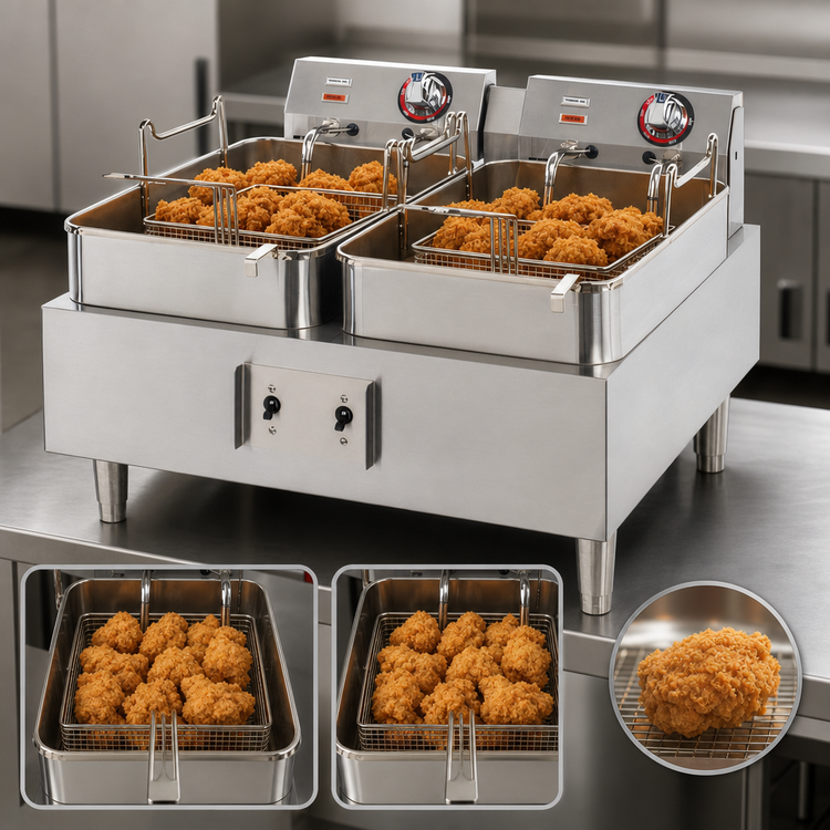Product image #4 for Star-Max 30 lb Twin Pot Electric Countertop Fryer, 208/240V