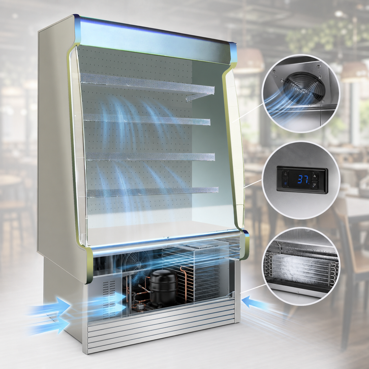 Product image #4 for Howard-McCray 35E Series Dairy Open Merchandiser, 75 in. Wide, Self-Contained, LED, Stainless Steel