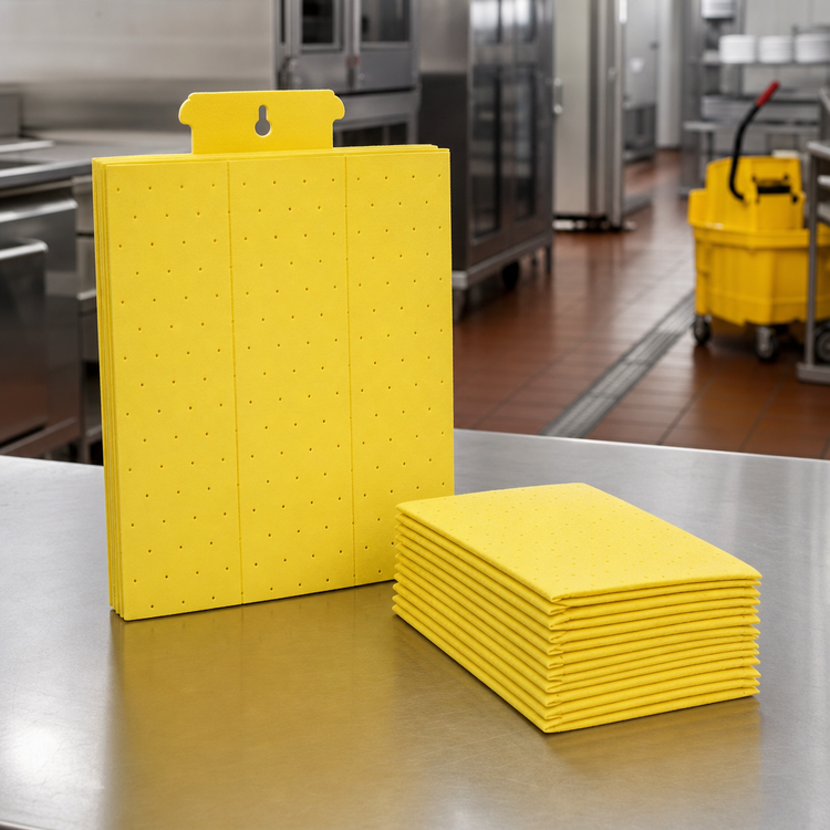 Product image #4 for Rubbermaid Commercial Over-The-Spill Caution Wet Floor Pad Tablet, Yellow, 22 Pads