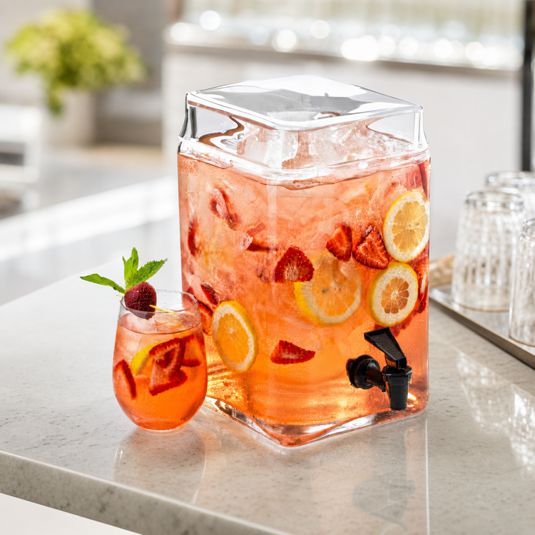 Product image #4 for Cal-Mil 2 Gallon Square Glass Infusion Dispenser with Spigot and Lid