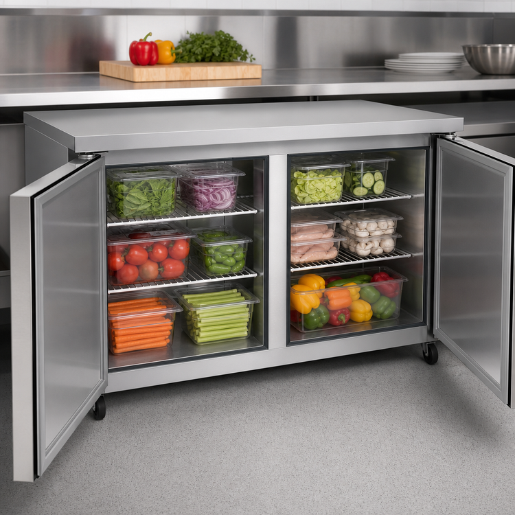 Product image #4 for Kelvinator Commercial Two-Section ADA Height Undercounter Refrigerator with Solid Doors, 61-Inch Wide, 15.5 Cu. Ft.
