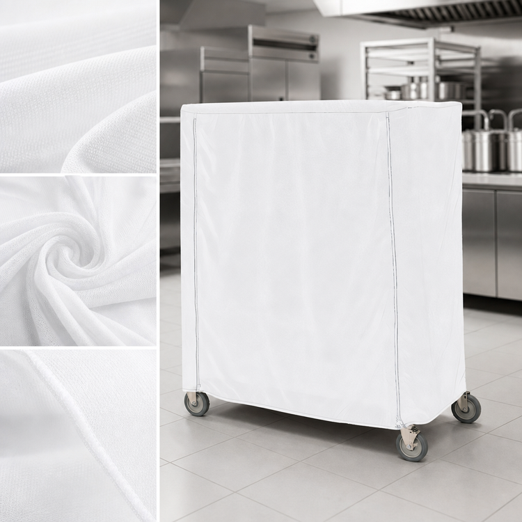 Product image #4 for Metro White Uncoated Knitted Polyester Cart Cover for 60 x 21 x 62 Inch Queen Mary & Banquet Carts