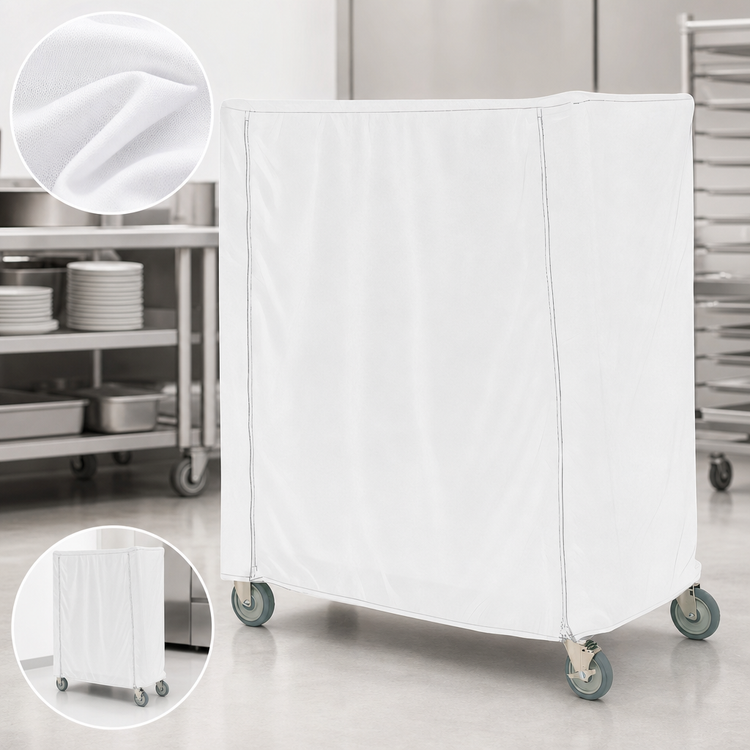 Product image #4 for Metro Queen Mary & Banquet Cart Cover, 48 x 24 x 54 Inch, White Uncoated Knitted Polyester