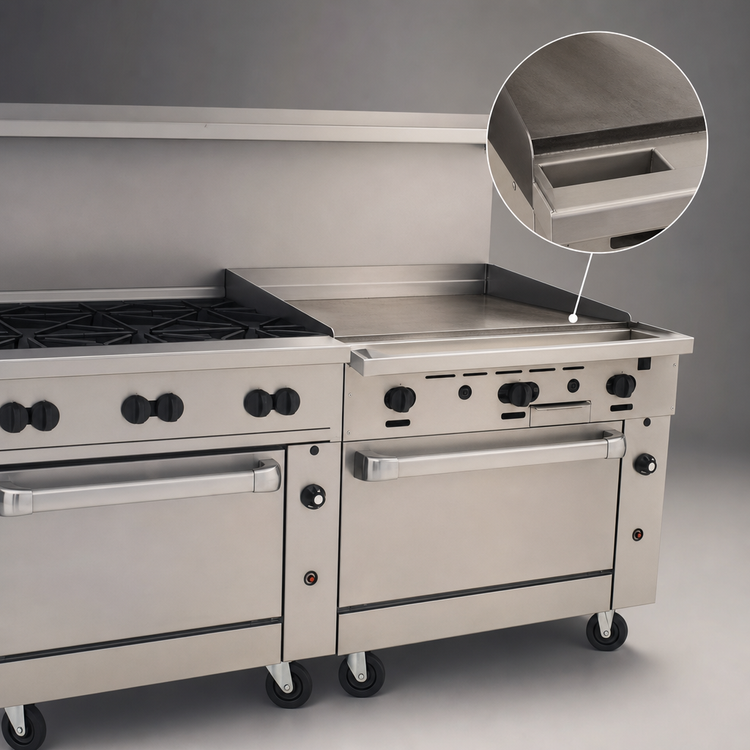 Product image #4 for Vulcan Endurance 72-Inch Gas Restaurant Range with 6 Open Burners, 36-Inch Griddle, and 2 Convection Ovens