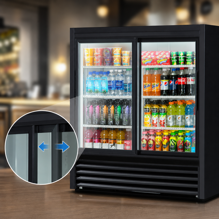Product image #4 for True 2-Section Glass Door Merchandiser Cooler with Sliding Low-E Doors