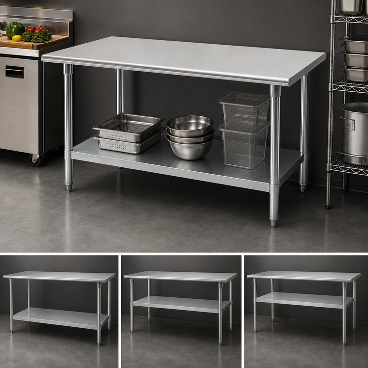 Product image #4 for Advance Tabco 84" x 36" 16-Gauge 304 Stainless Steel Work Table with Galvanized Undershelf