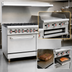 Thumbnail image #4 for Serv-Ware 60 Inch Natural Gas Range with 6 Open Burners, 24 Inch Raised Griddle/Broiler, and 2 Ovens