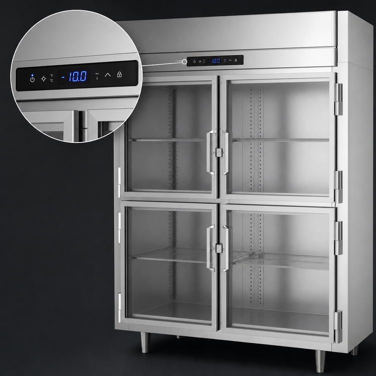 Product image #4 for Victory UltraSpec Two-Section Shallow Depth Glass Half-Door Reach-In Freezer, 41.35 Cu. Ft.