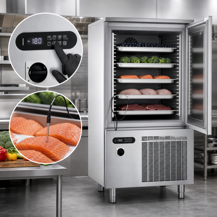 Product image #5 for Gemm Commercial Reach-In Blast Chiller/Freezer, Single Section, 15-Pan Capacity, Self-Contained, Stainless Steel, 208-240V, 3-Phase