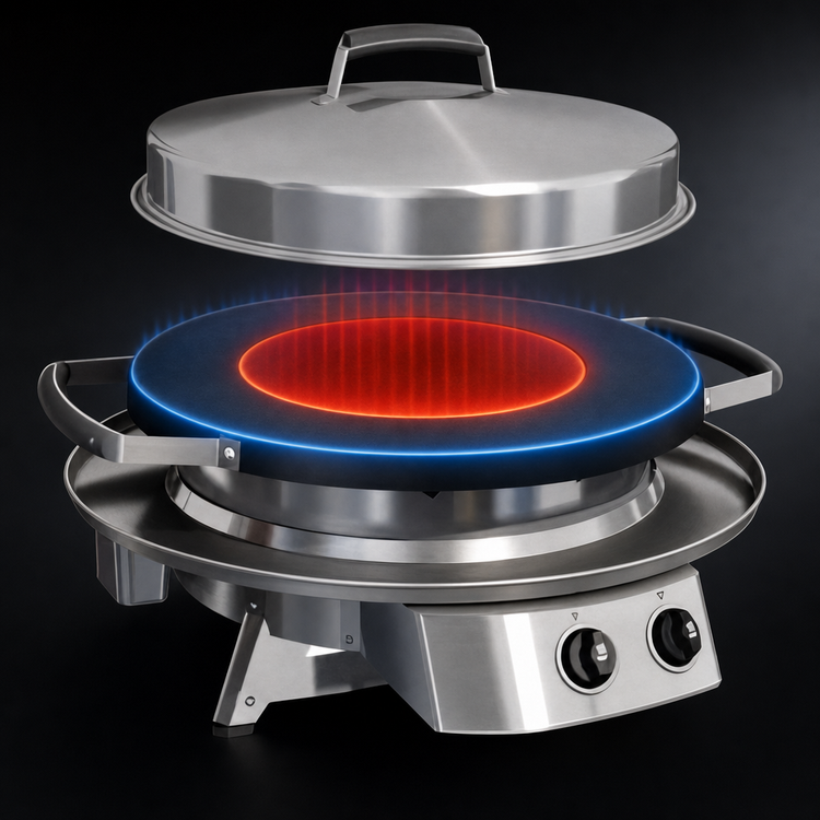 Product image #5 for Evo Professional Outdoor Propane Countertop Griddle Cooking Station with 30-Inch Round Seasoned Steel Surface
