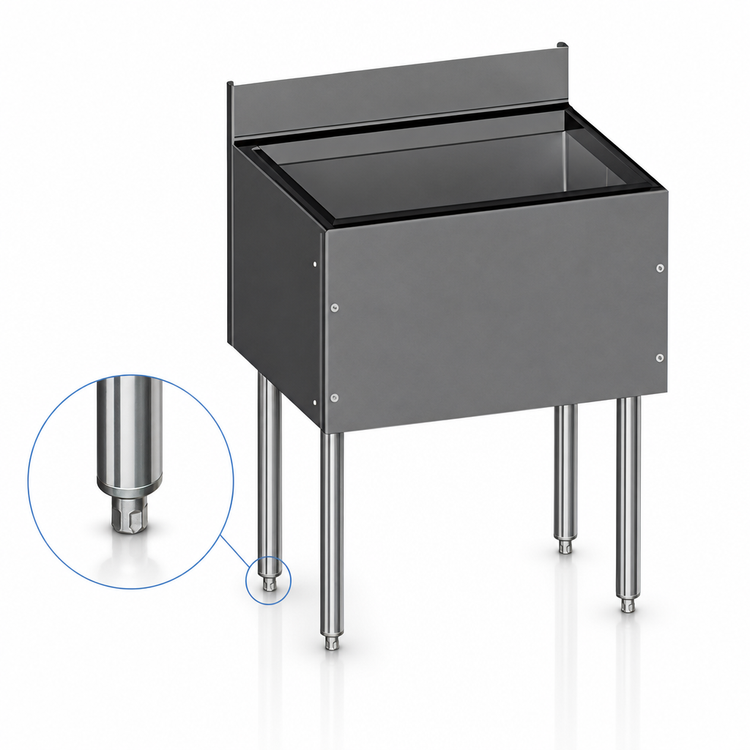 Product image #4 for CHOICE by Glastender 48-Inch Underbar Stainless Steel Ice Bin with Open-Channel Backsplash, 134 lb Capacity