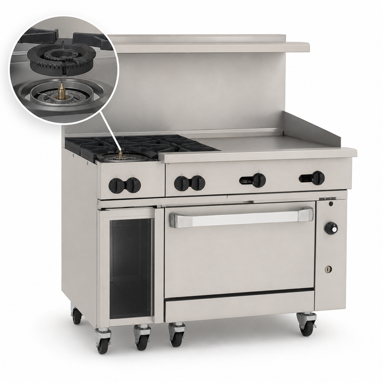 Product image #4 for Vulcan Endurance 48-Inch Commercial Gas Range with 4 Burners, 24-Inch Griddle, and Convection Oven