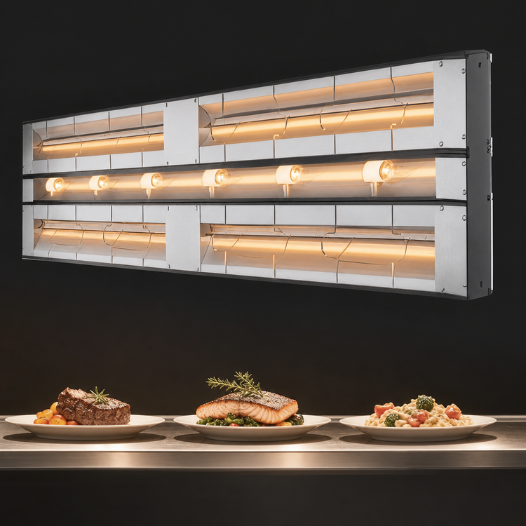 Product image #4 for Hatco Glo-Ray® Lighted Dual Infrared Strip Heater, 108 Inch, Aluminum, 6540W, 3-Inch Spacer