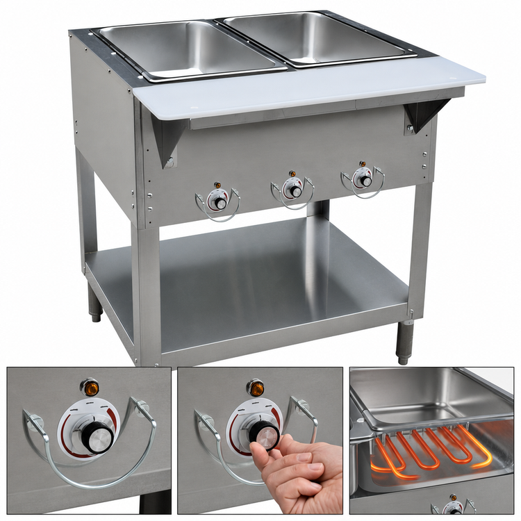 Product image #4 for Castle 45.7-Inch Open Well Electric Hot Food Table with 3 Wells for 12 x 20 Pans