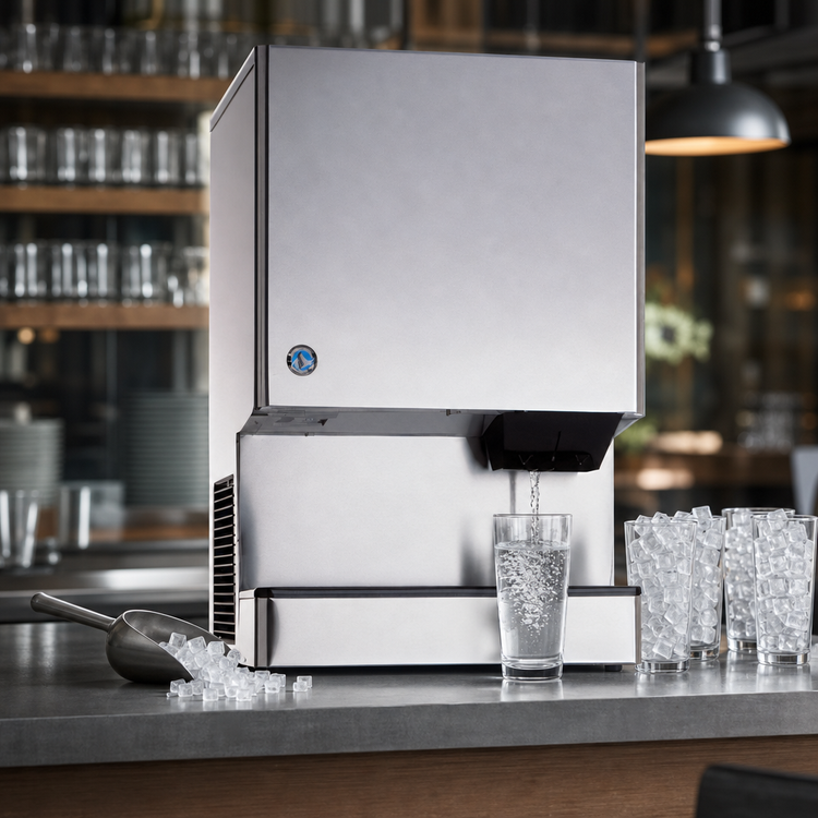 Product image #4 for Hoshizaki Opti-Serve Cubelet-Style Ice Maker/Water Dispenser, Water-Cooled, Countertop, 40 lb Storage