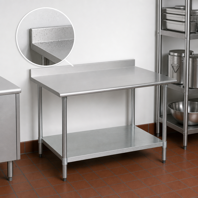Product image #4 for BlendPort® Deluxe Series 84 x 30 Inch Stainless Steel Work Table with 4-1/2 Inch Backsplash and Galvanized Undershelf