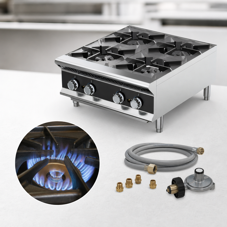 Product image #4 for Vollrath HPG6-36 36-Inch 6-Burner Countertop Gas Hot Plate Range, Stainless Steel, With Legs