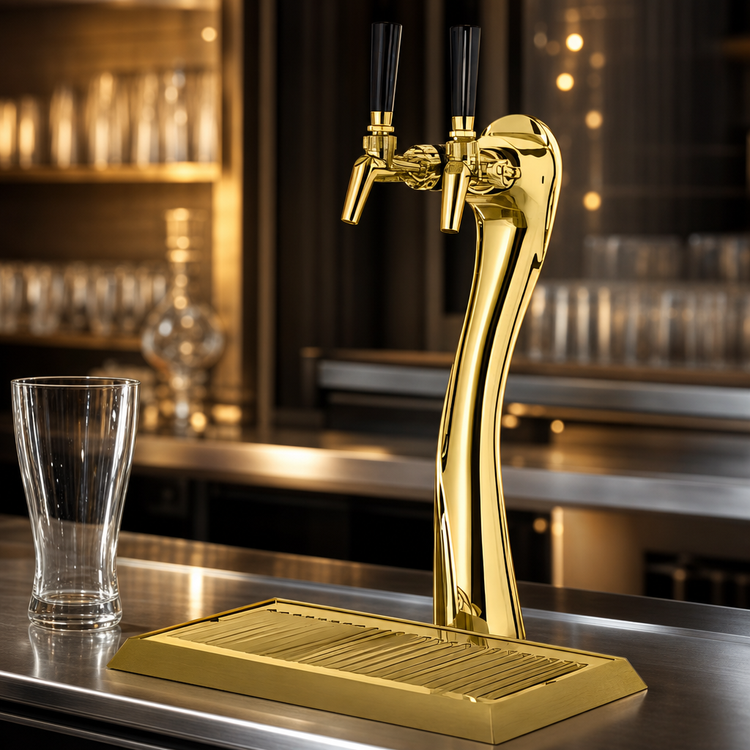 Product image #4 for Perlick Lucky Tower 2-Faucet Air-Cooled Direct Draw Beer Dispensing Kit, Polished Gold