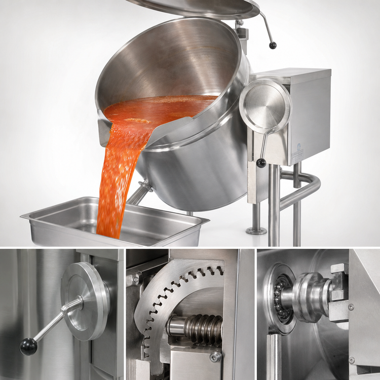 Product image #4 for Cleveland Range Short Series 60-Gallon Electric Manual Tilting Full Steam Jacketed Kettle, 35-Inch Rim Height