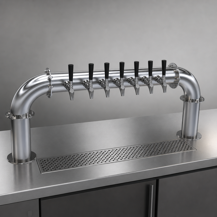 Product image #4 for Krowne 8-Faucet Glycol-Cooled Pass-Through Beer Tower, 45-Inch, Countertop, Brushed Stainless Steel