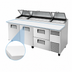 Thumbnail image #4 for True 93.5-Inch 2-Section Pizza Prep Table with 2 Drawers, 2 Doors, and White Poly Cutting Board