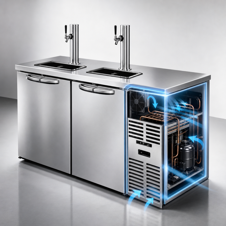 Product image #4 for True Premier Bar 60-Inch Two-Section Flat-Top Refrigerated Draft Bar Cooler