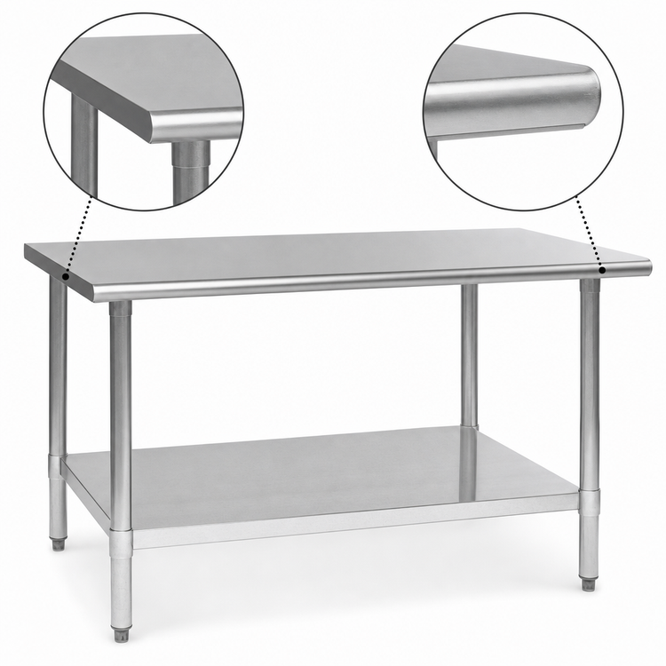 Product image #4 for Eagle Group Budget Series 84-Inch x 24-Inch Flat Top Work Table with Adjustable Undershelf and 430 Stainless Steel Top