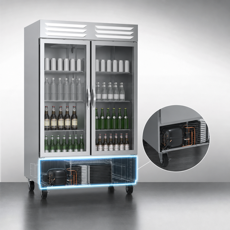 Product image #4 for Beverage-Air Vista® Series 46.15 Cu. Ft. Two-Section Bottom-Mount Reach-In Refrigerator with Glass Doors