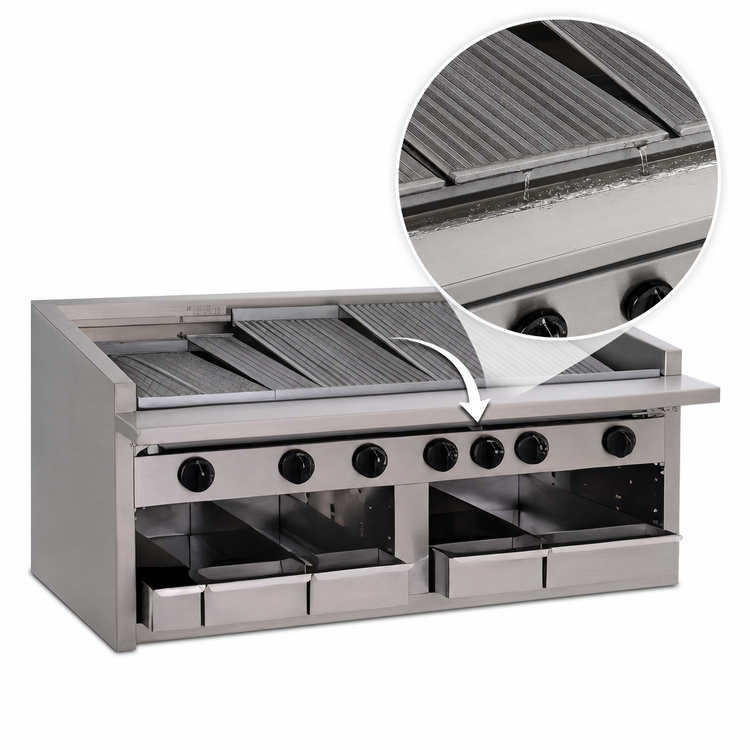 Product image #4 for Bakers Pride Dante Series C-60RS-R 60-Inch Countertop Gas Radiant Charbroiler, Stainless Steel, No Legs