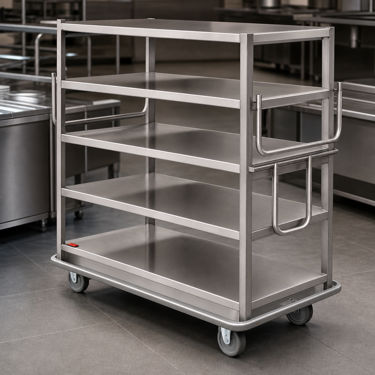 Product image #4 for Metro All-Welded Stainless Steel Queen Mary Cart with 6 Flat Shelves