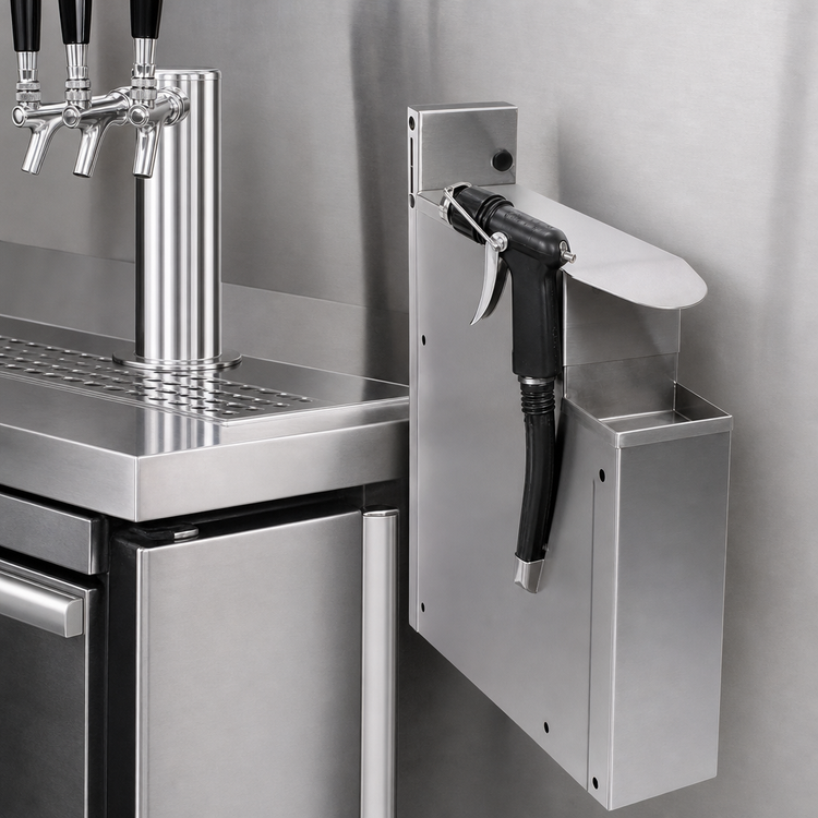 Product image #4 for CHOICE 4-Inch Underbar Stainless Steel Soda Gun Holder with Integral Drip Pan