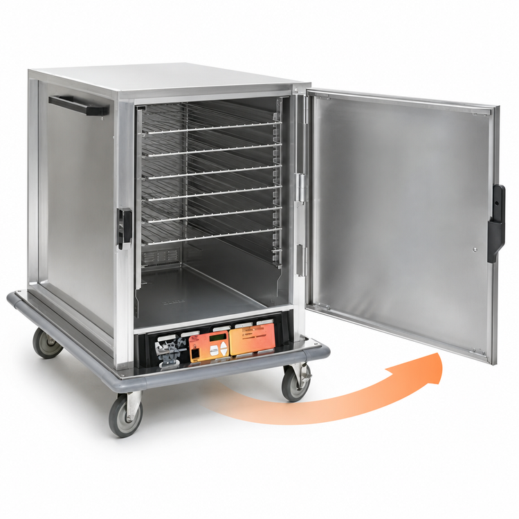 Product image #4 for Panco Half-Size Narrow Heated Holding Cabinet with Solid Door, 8 Wire Slides, Non-Insulated, 120V