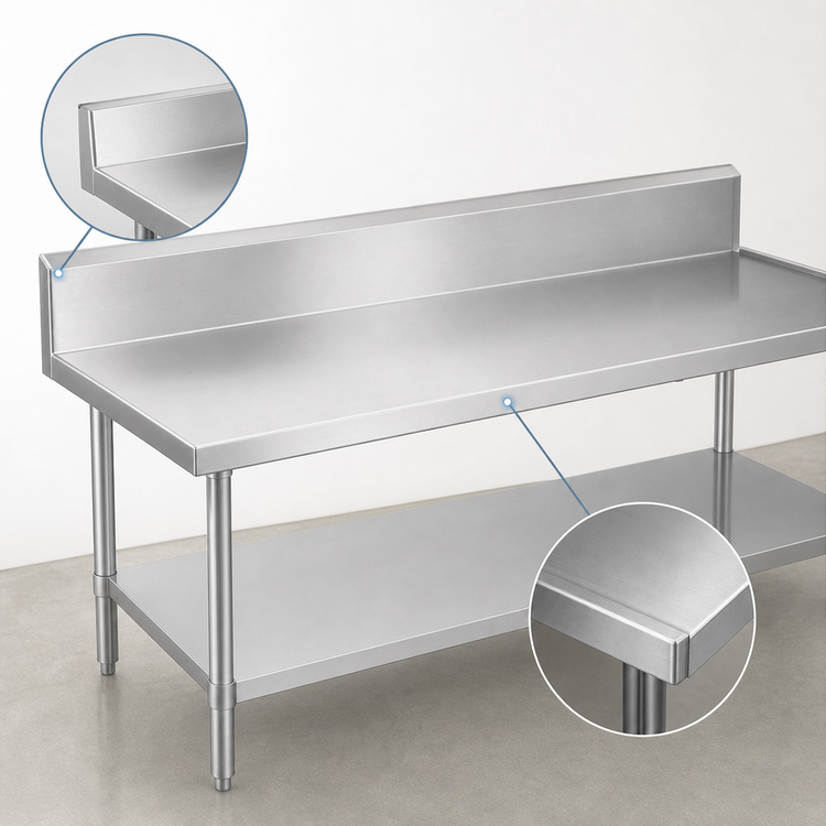 Product image #4 for Duke 84-Inch x 36-Inch Stainless Steel Work Table with 10-Inch Riser and Marine Edge
