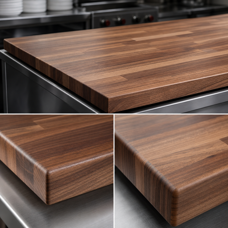 Product image #4 for Boos Block 96-Inch x 27-Inch Blended Edge Grain American Black Walnut Kitchen Countertop, Varnique Finish