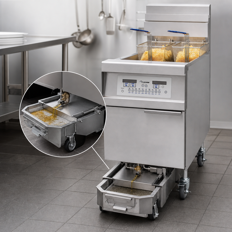 Product image #4 for Frymaster Dean 1814 Oil Conserving Gas Floor Fryer with Built-In Filtration, 63 lb. Capacity