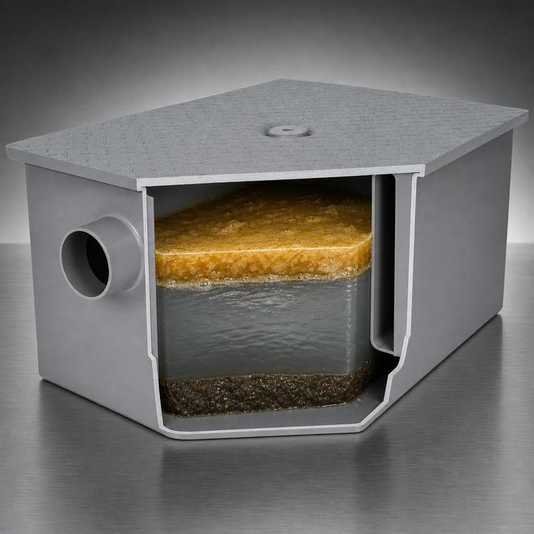 Product image #4 for Klinger's Trading GT-08 4 GPM Grease Interceptor, 8 lb Capacity
