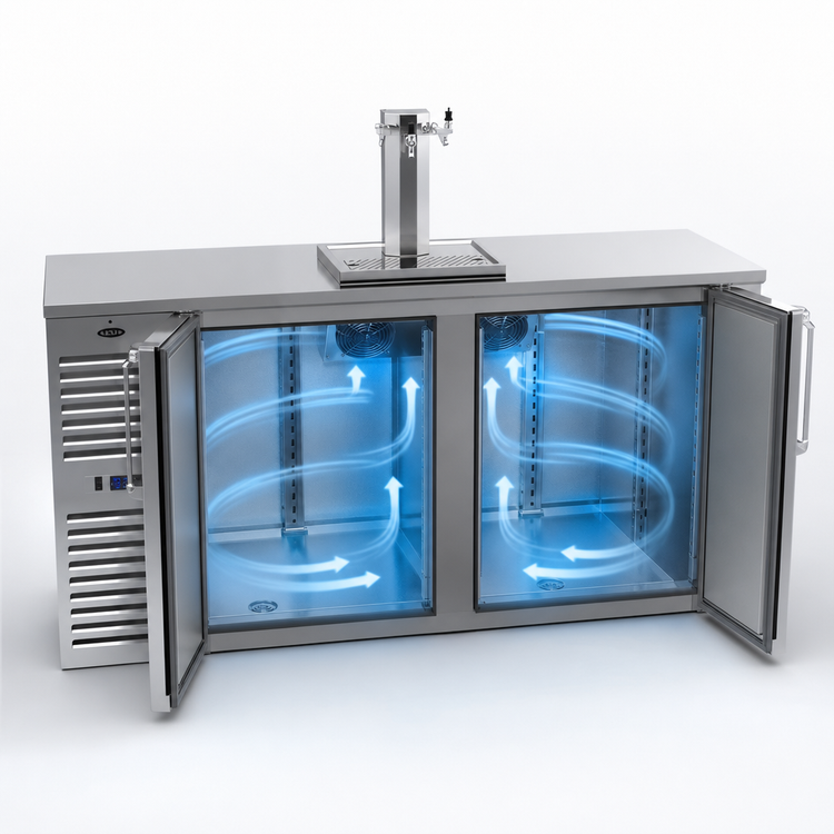 Product image #4 for Krowne DB72 Two-Section Self-Contained Direct Draw Draft Beer Cooler, 72-Inch Wide