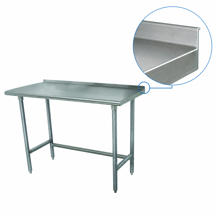 Product image #4 for Advance Tabco Special Value Series 84" x 24" 16-Gauge 304 Stainless Steel Open Base Work Table with 1-1/2" Rear Up-Turn