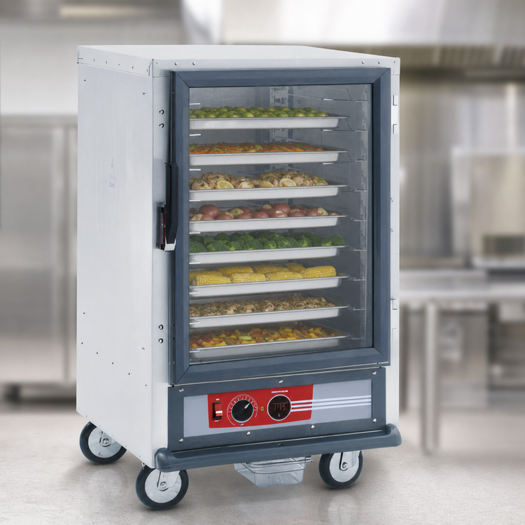 Product image #4 for Metro C5 1 Series Mobile Half-Height Non-Insulated Heated Holding Cabinet with Clear Door and Universal Slides